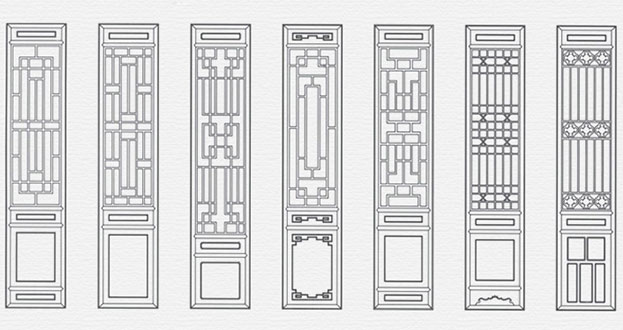 江边乡常用中式仿古花窗图案隔断设计图